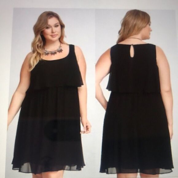 ❤️Torrid Black Tier Chiffon Cocktail Dress 1X - Picture 1 of 5